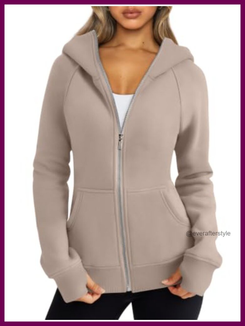 Womens Cotton Blend Zip Up Hoodie Slim Fit Fleece Sweatshirt Casual